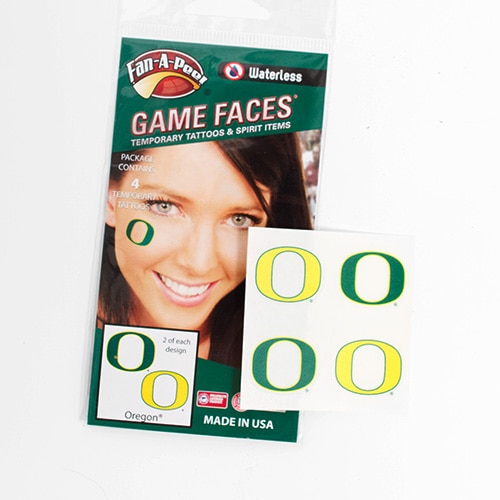Classic Oregon O, Green, Tattoos, Sports, Waterless, Face style, 8807